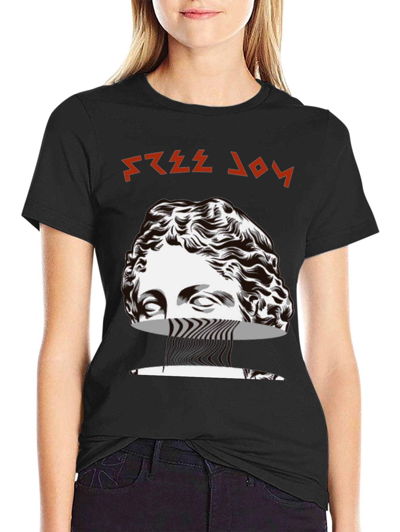 Free Joy Graphic Tee - Black Cotton Blend T-Shirt