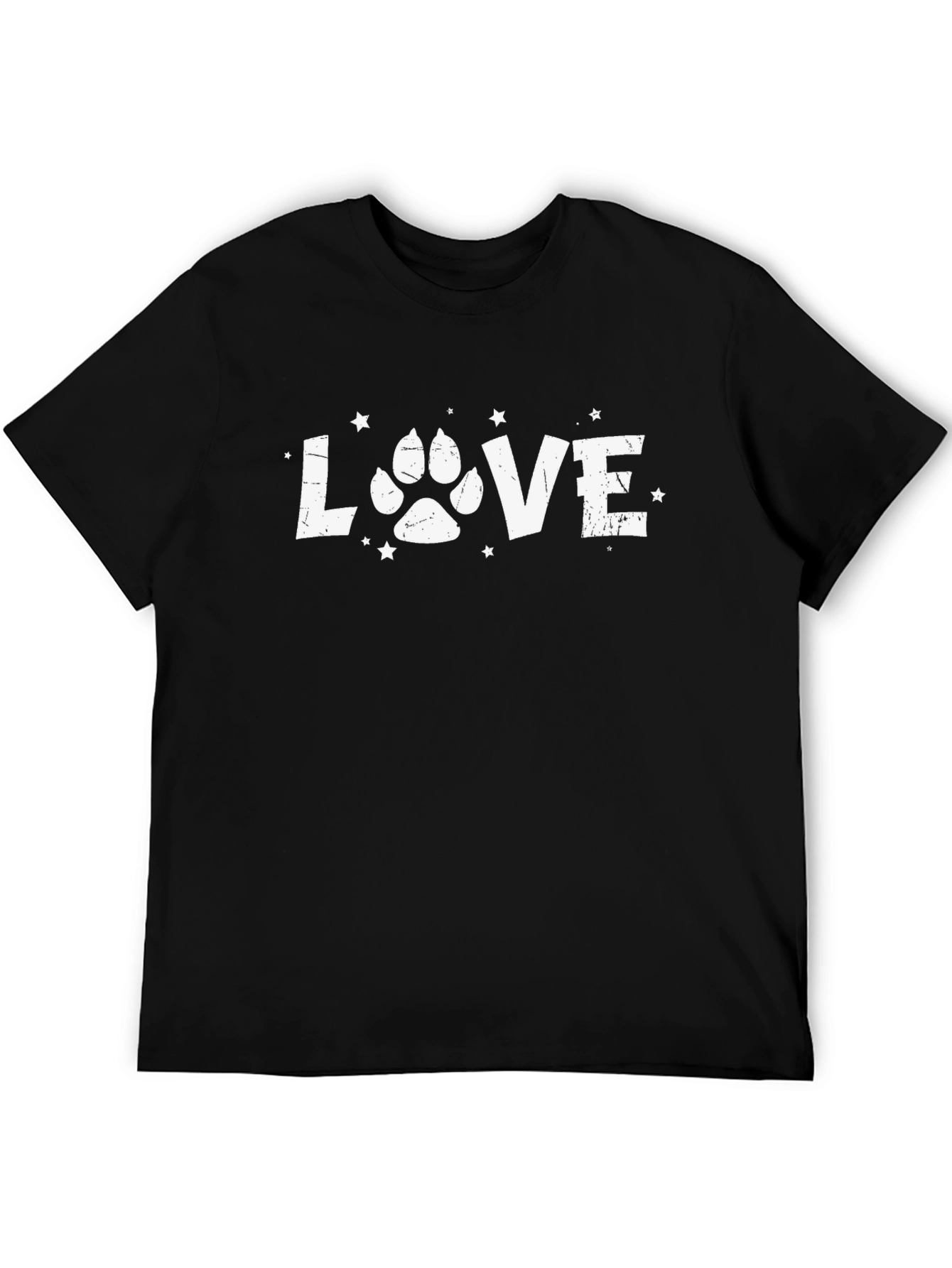 Love Paw Print T-Shirt - Black Casual Cotton Tee