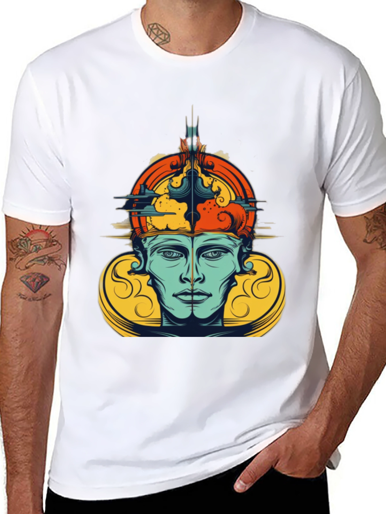 Abstract Face Graphic Tee - Stylish Casual Wear