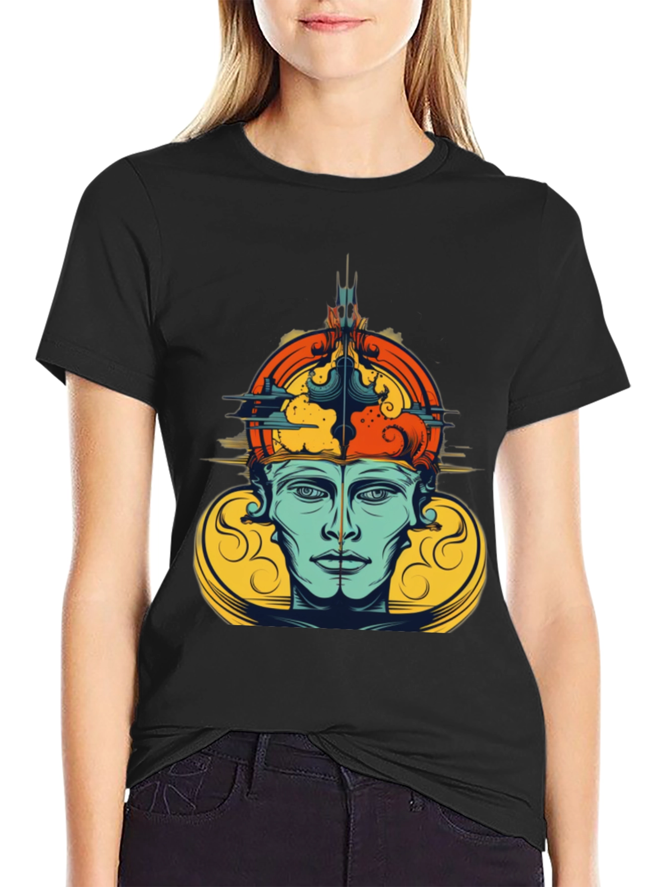 Abstract Face Graphic Tee - Stylish Casual Wear