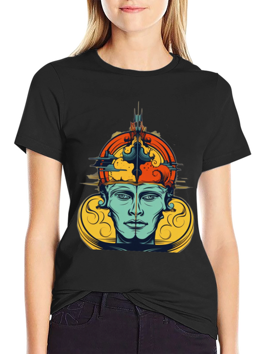 Abstract Face Graphic Tee - Stylish Casual Wear