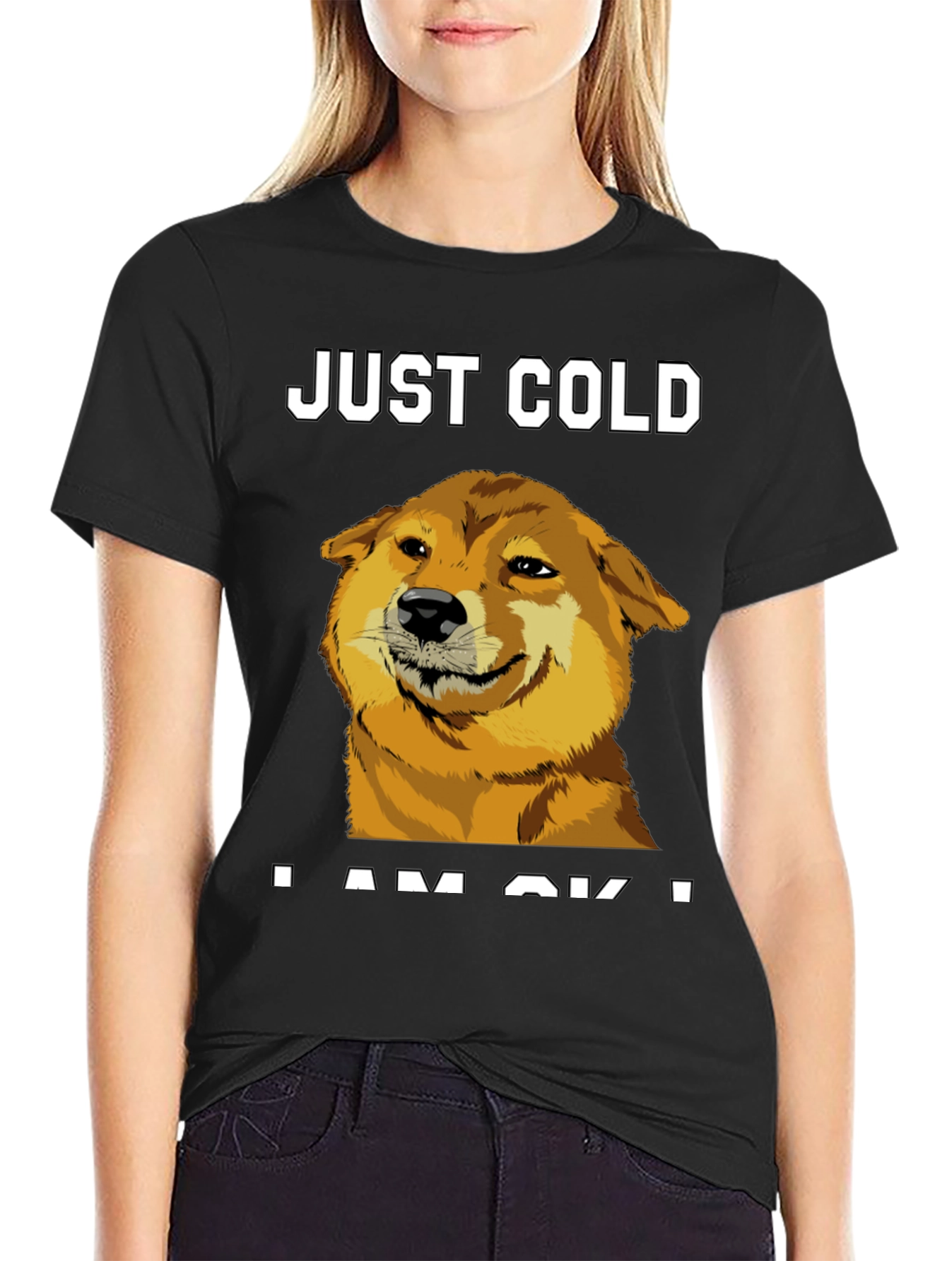 Just Cold? Doge Meme Graphic Tee - Black