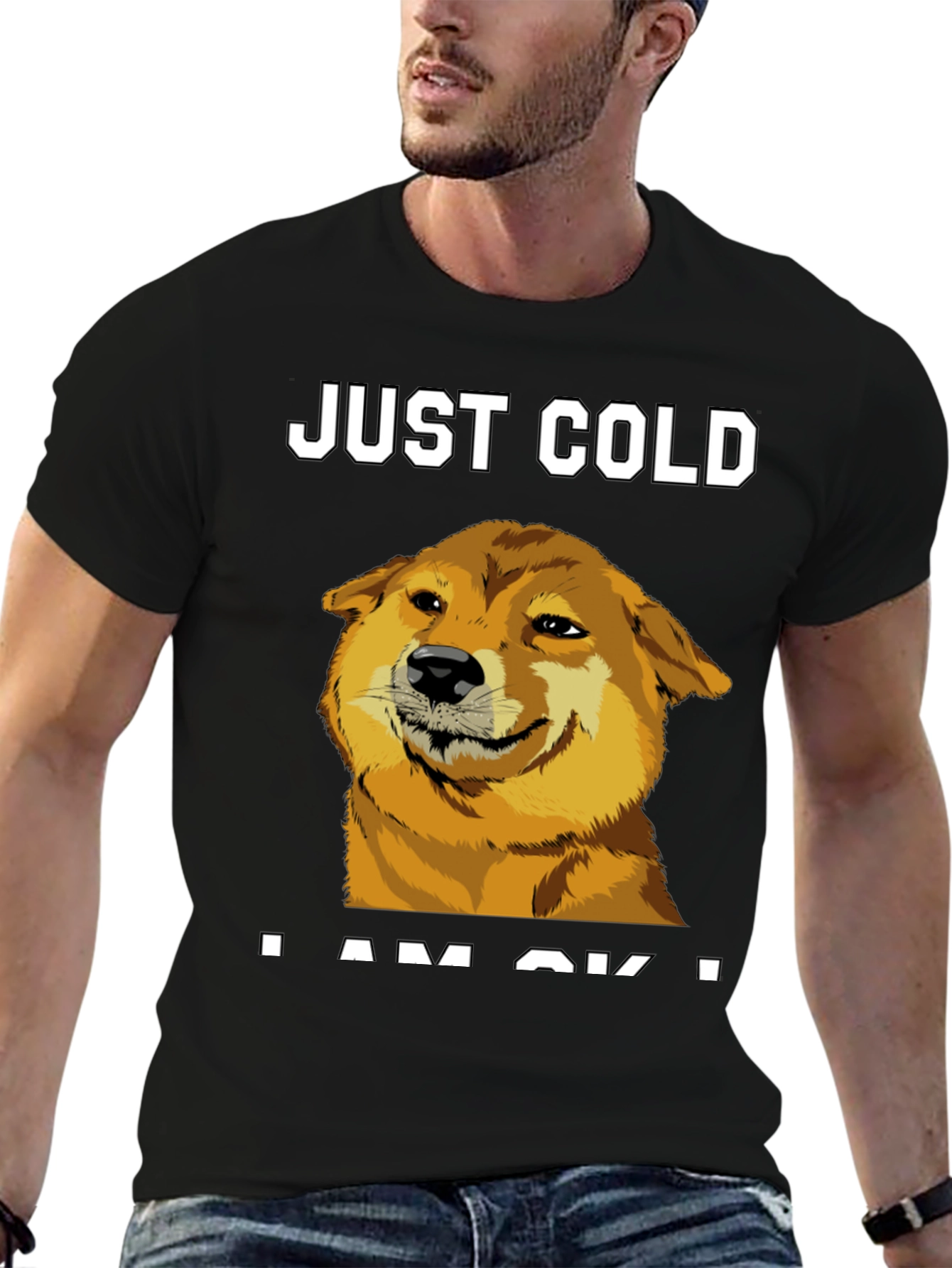 Just Cold? Doge Meme Graphic Tee - Black