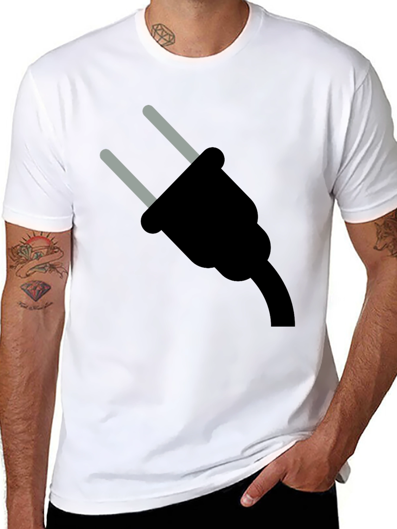 Plug Graphic Tee - Black Cotton Comfort