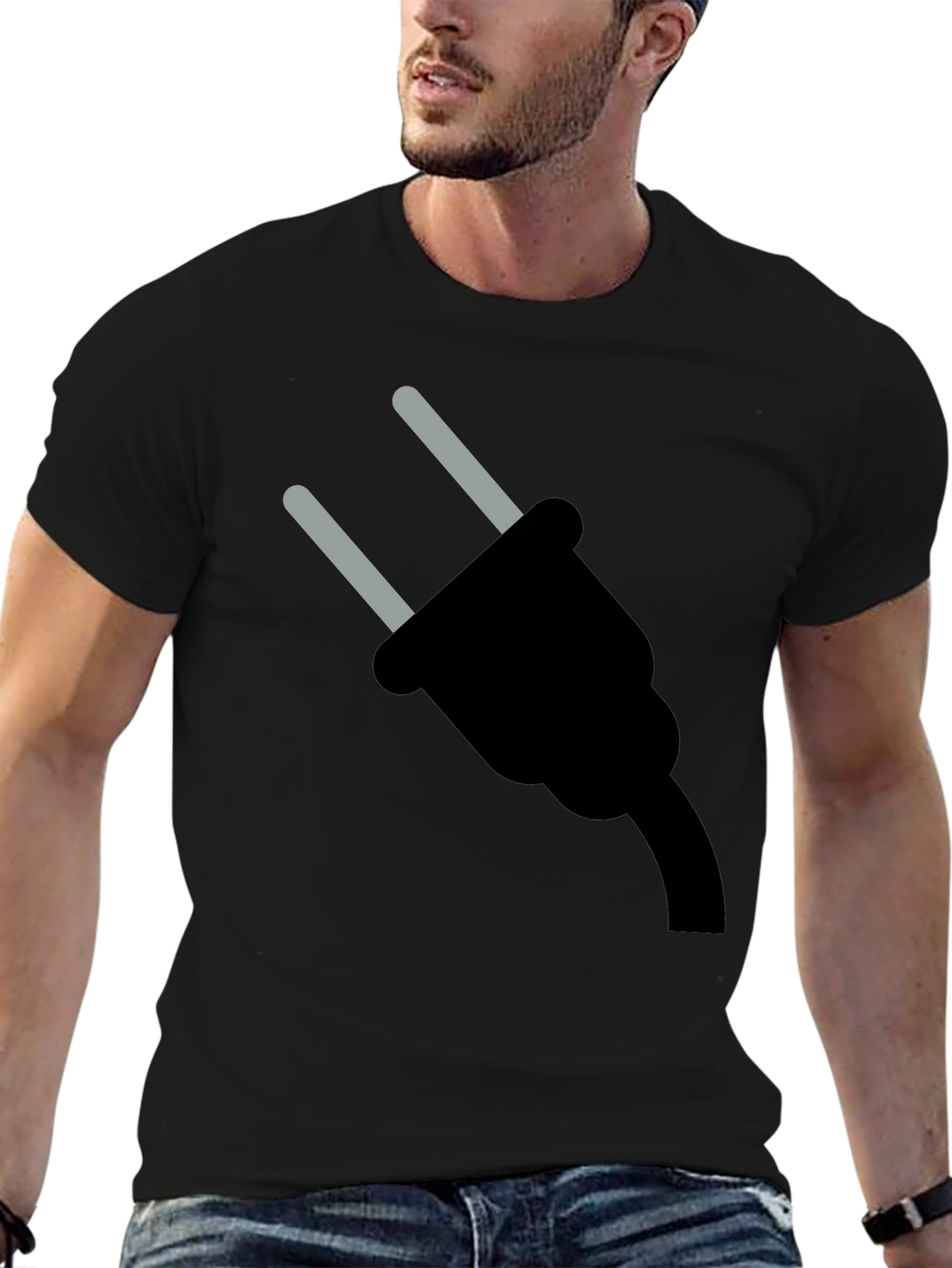 Plug Graphic Tee - Black Cotton Comfort