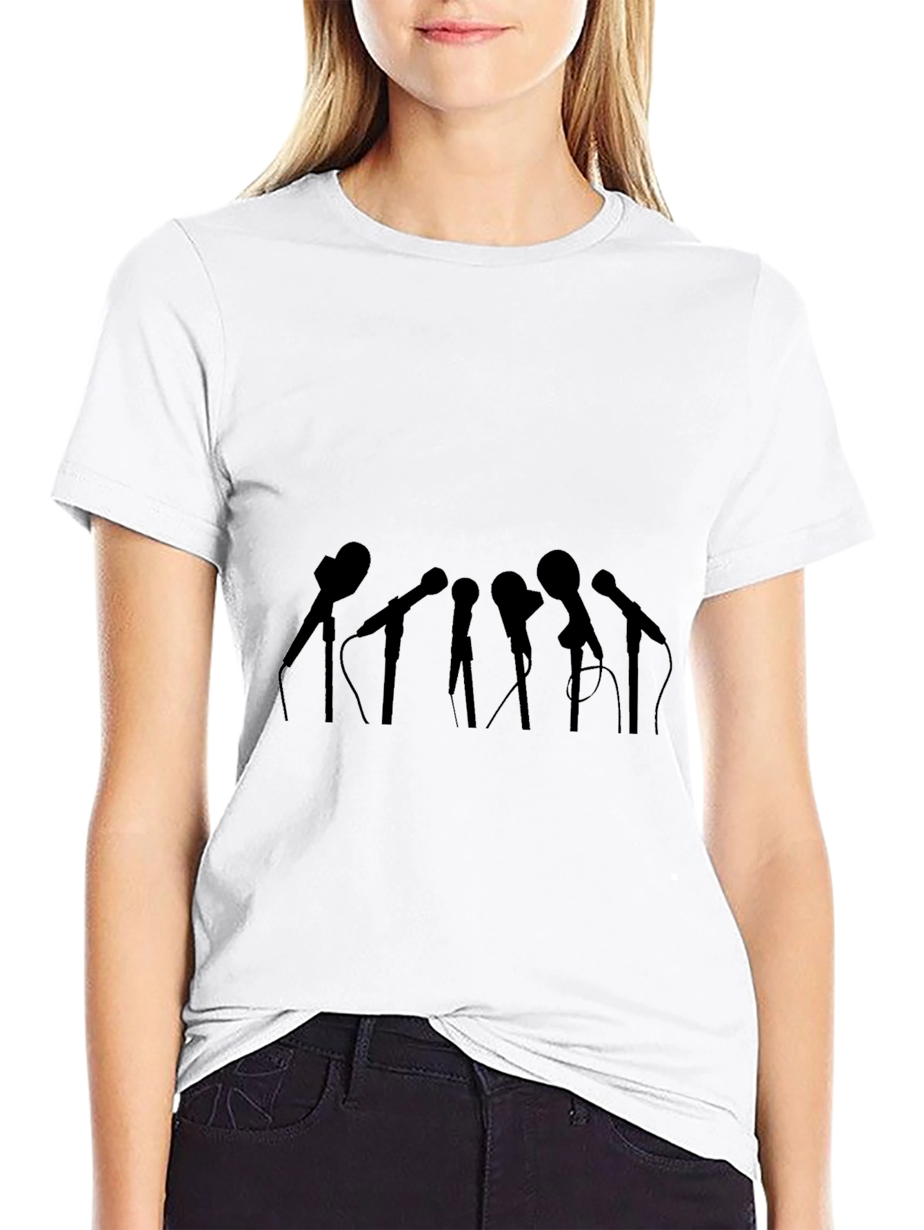 Black Microphone Silhouette Graphic Tee