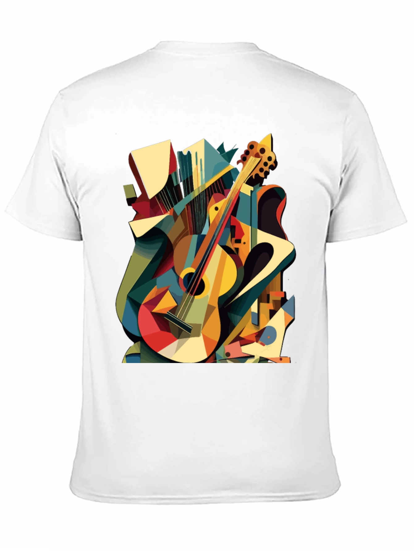 Abstract Guitar Graphic Tee - Black Cotton T-Shirt