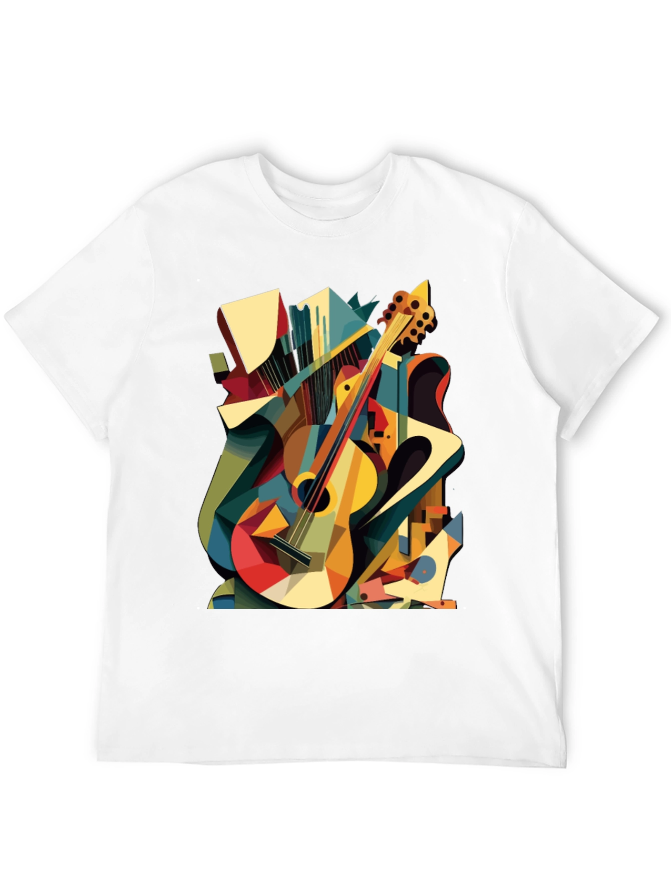 Abstract Guitar Graphic Tee - Black Cotton T-Shirt