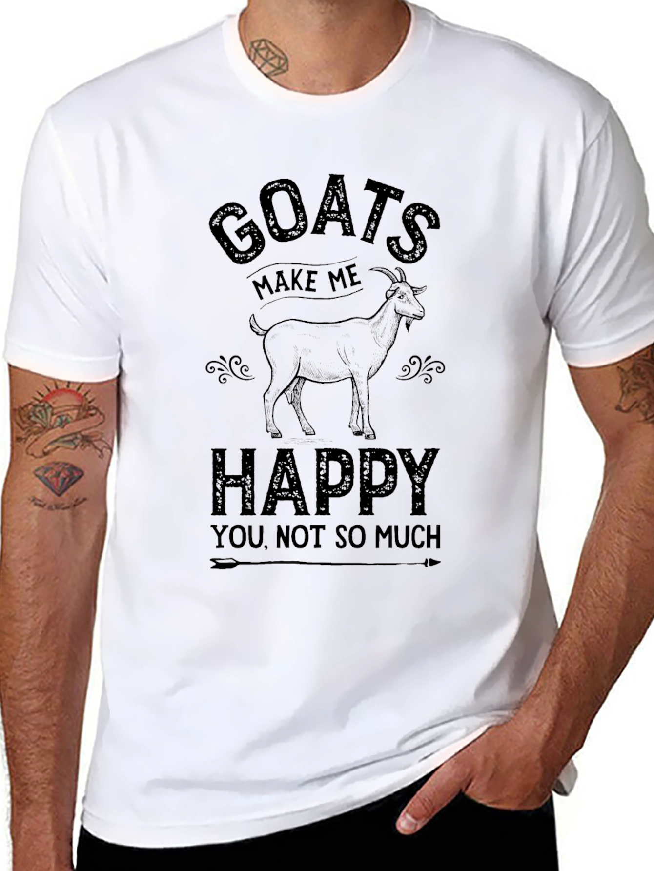 Goats Make Me Happy T-Shirt Black