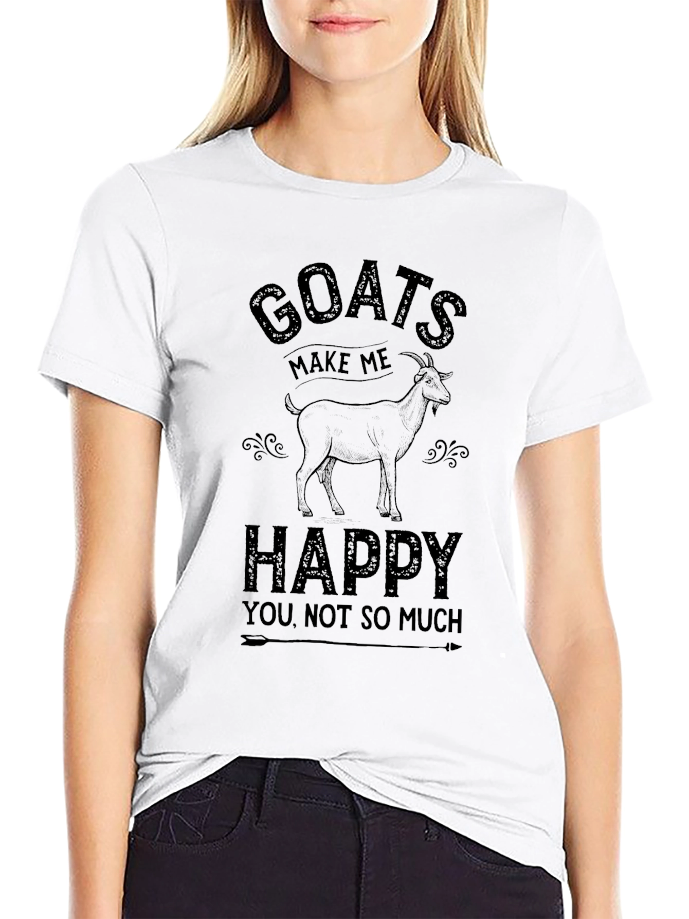 Goats Make Me Happy T-Shirt Black