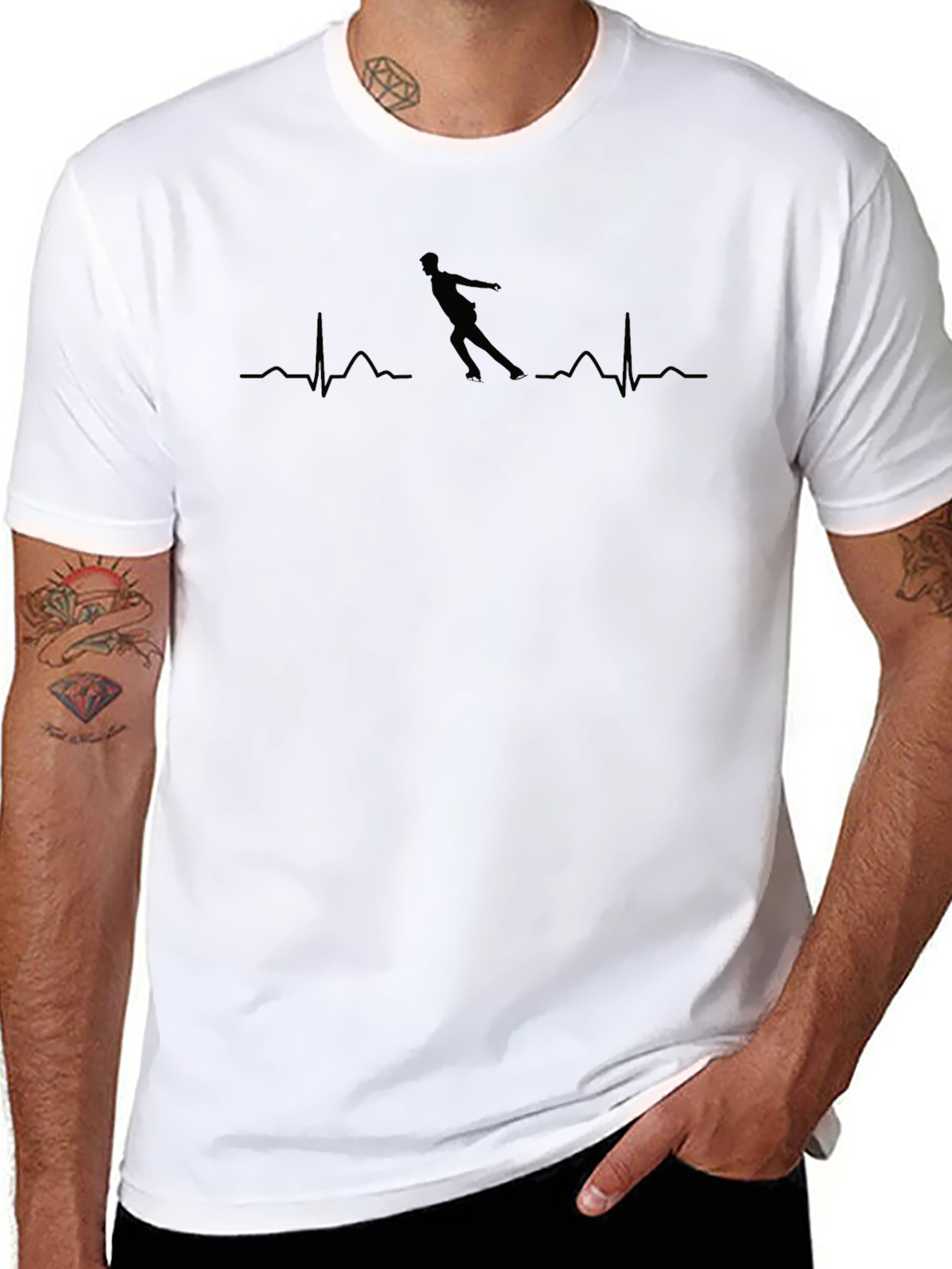 Roller Skating Heartbeat T-Shirt - Black