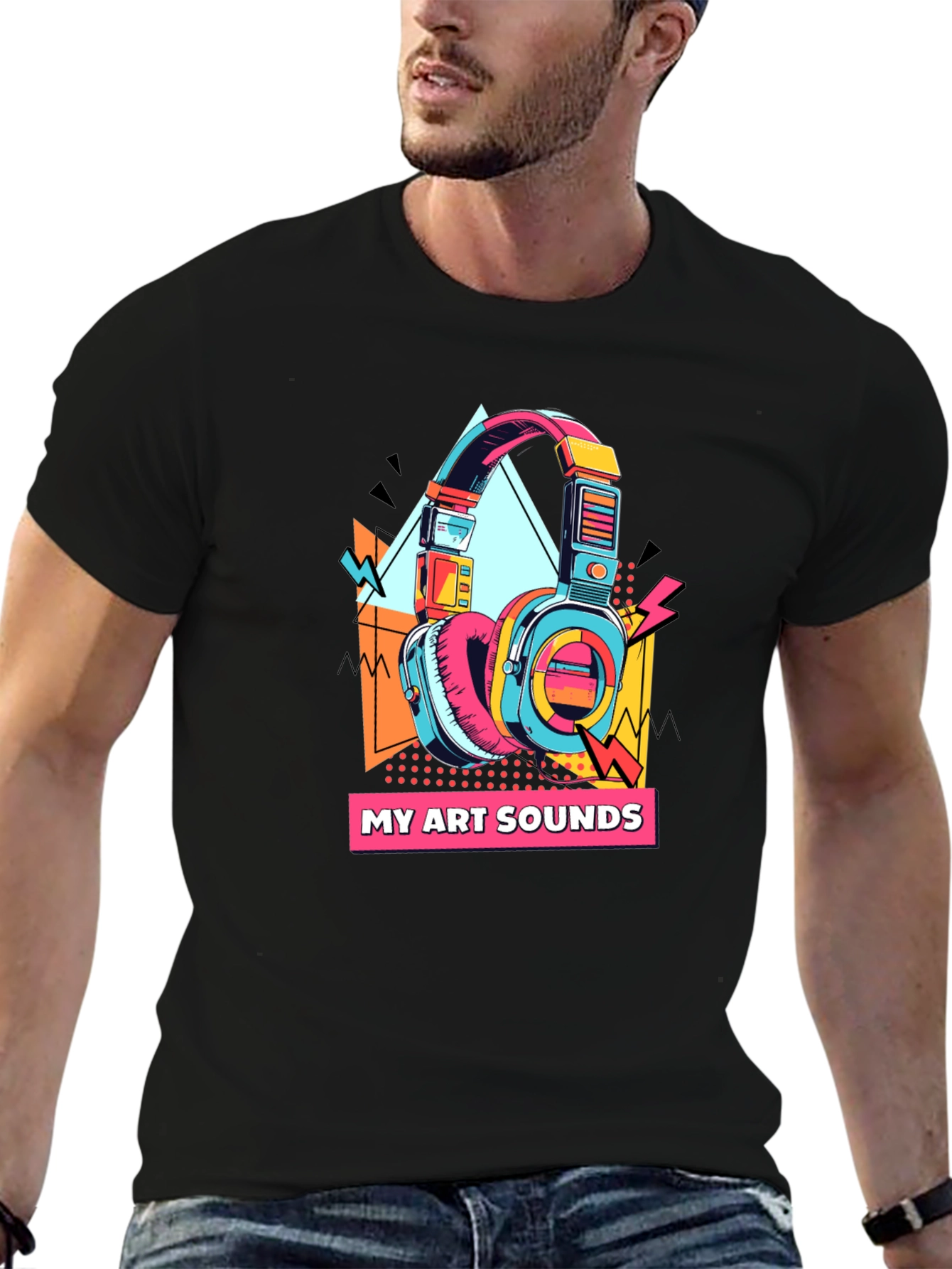 My Art Sounds T-Shirt - Retro 80s Headphones