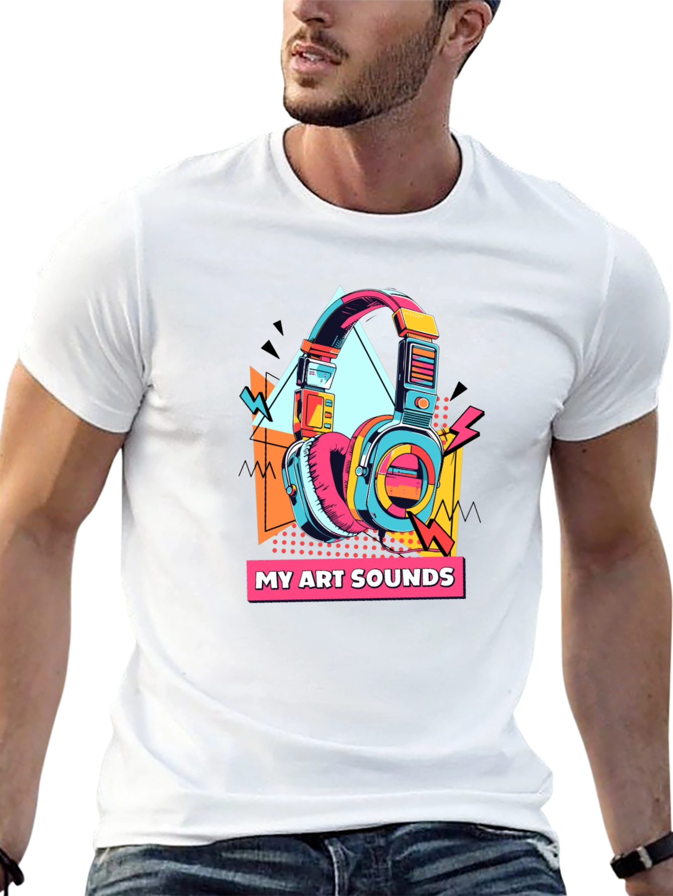 My Art Sounds T-Shirt - Retro 80s Headphones
