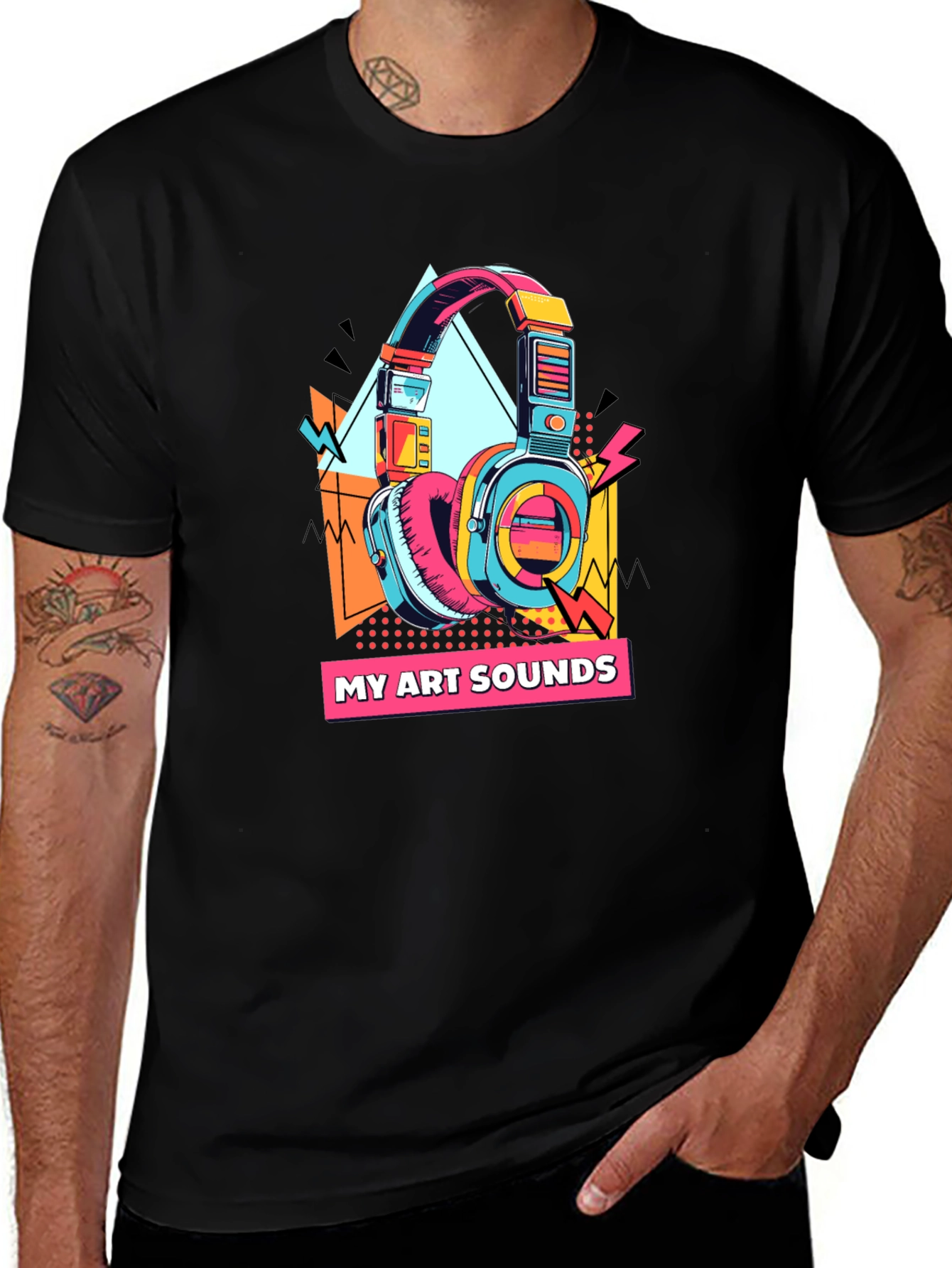 My Art Sounds T-Shirt - Retro 80s Headphones