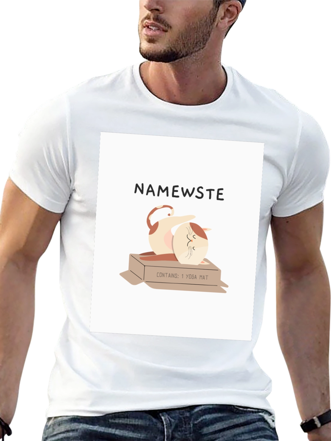 Namewste Yoga Cat T-Shirt - Relaxed Fit Cotton Tee