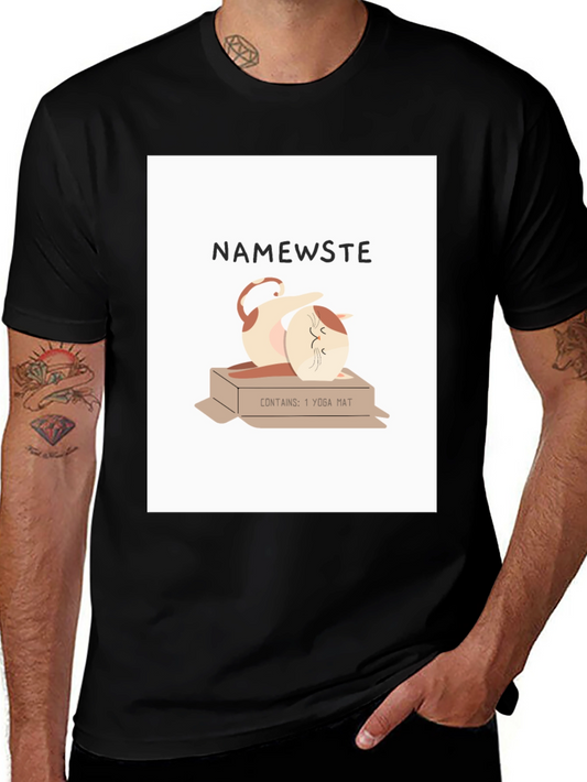 Namewste Yoga Cat T-Shirt - Relaxed Fit Cotton Tee