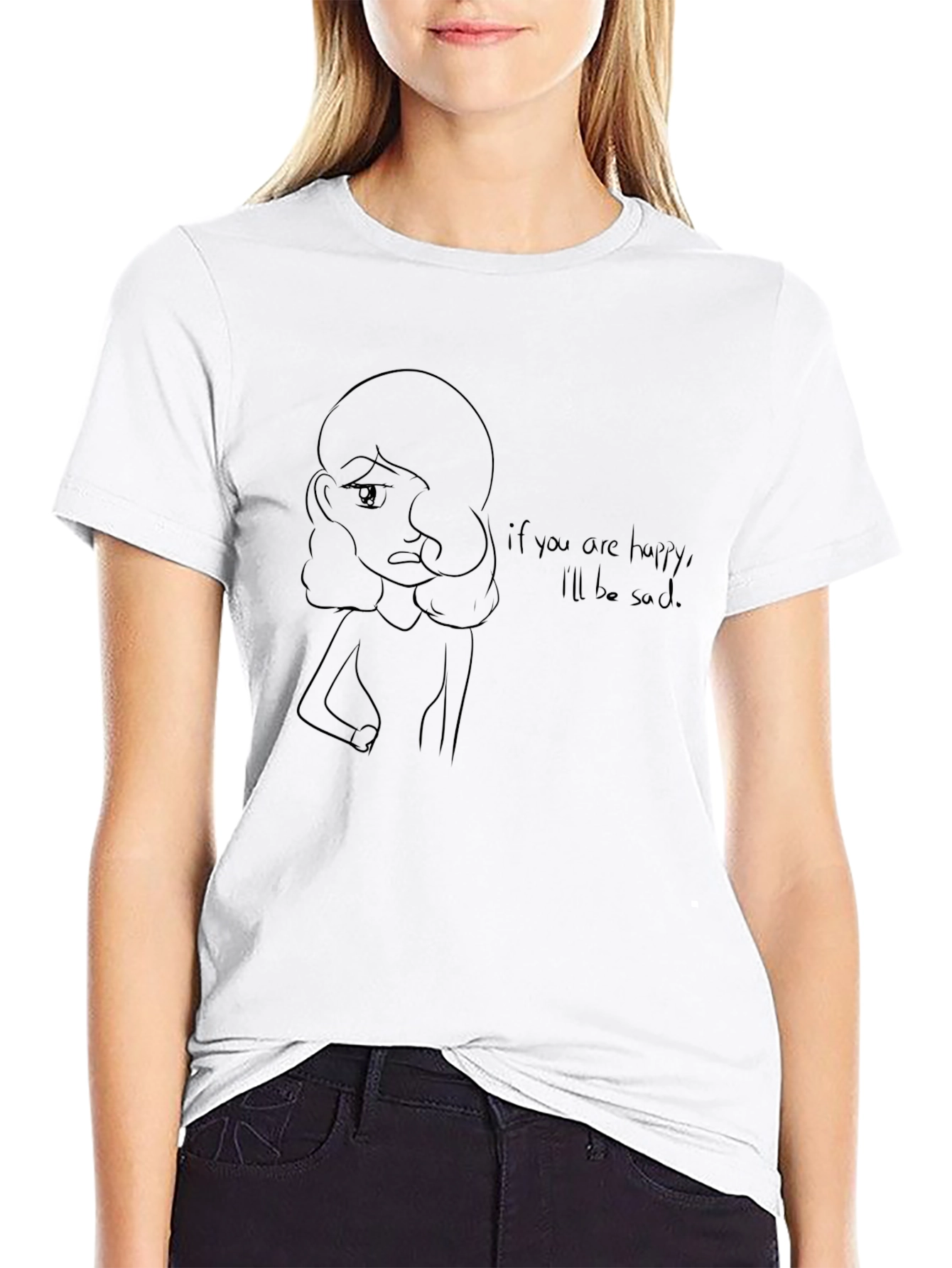 Sad Girl Graphic Tee - Unisex Black T-Shirt