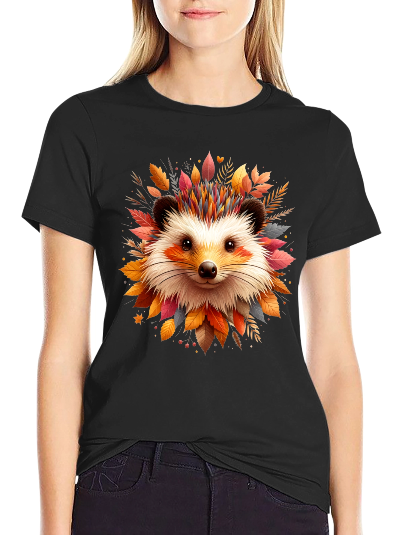 Hedgehog Autumn Leaves T-Shirt