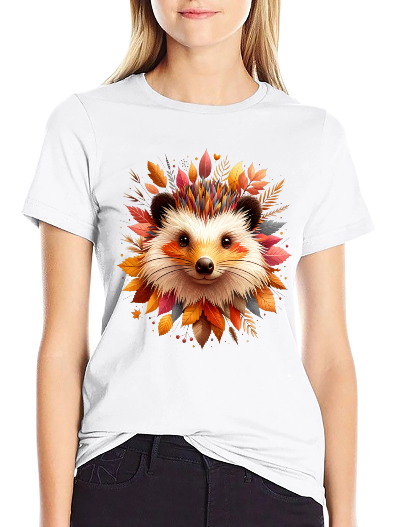 Hedgehog Autumn Leaves T-Shirt