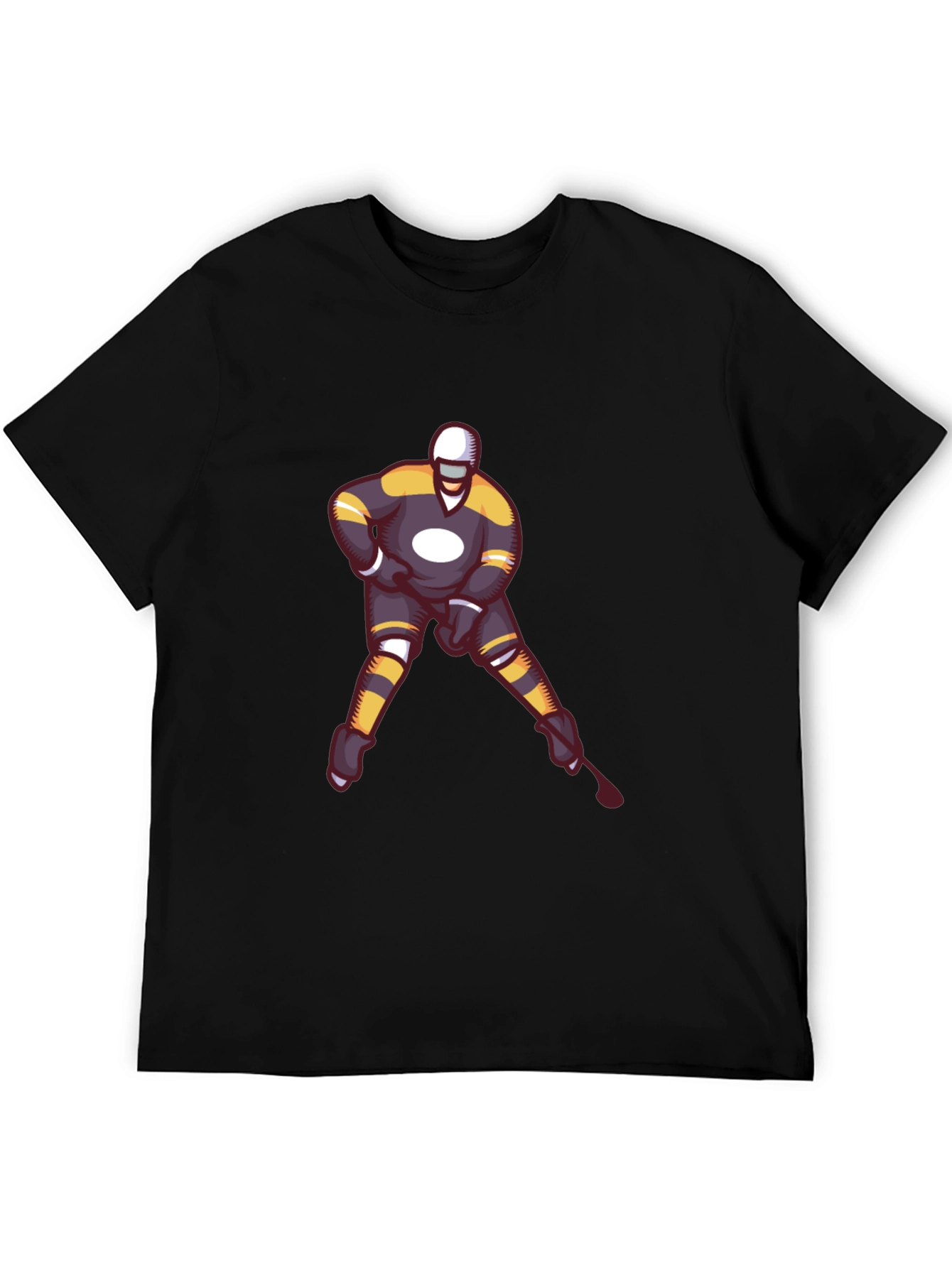 Hockey Player Graphic T-Shirt - Black
