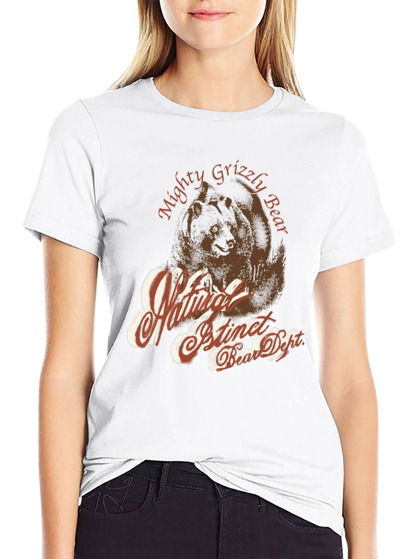 Mighty Grizzly Bear Graphic Print T-Shirt