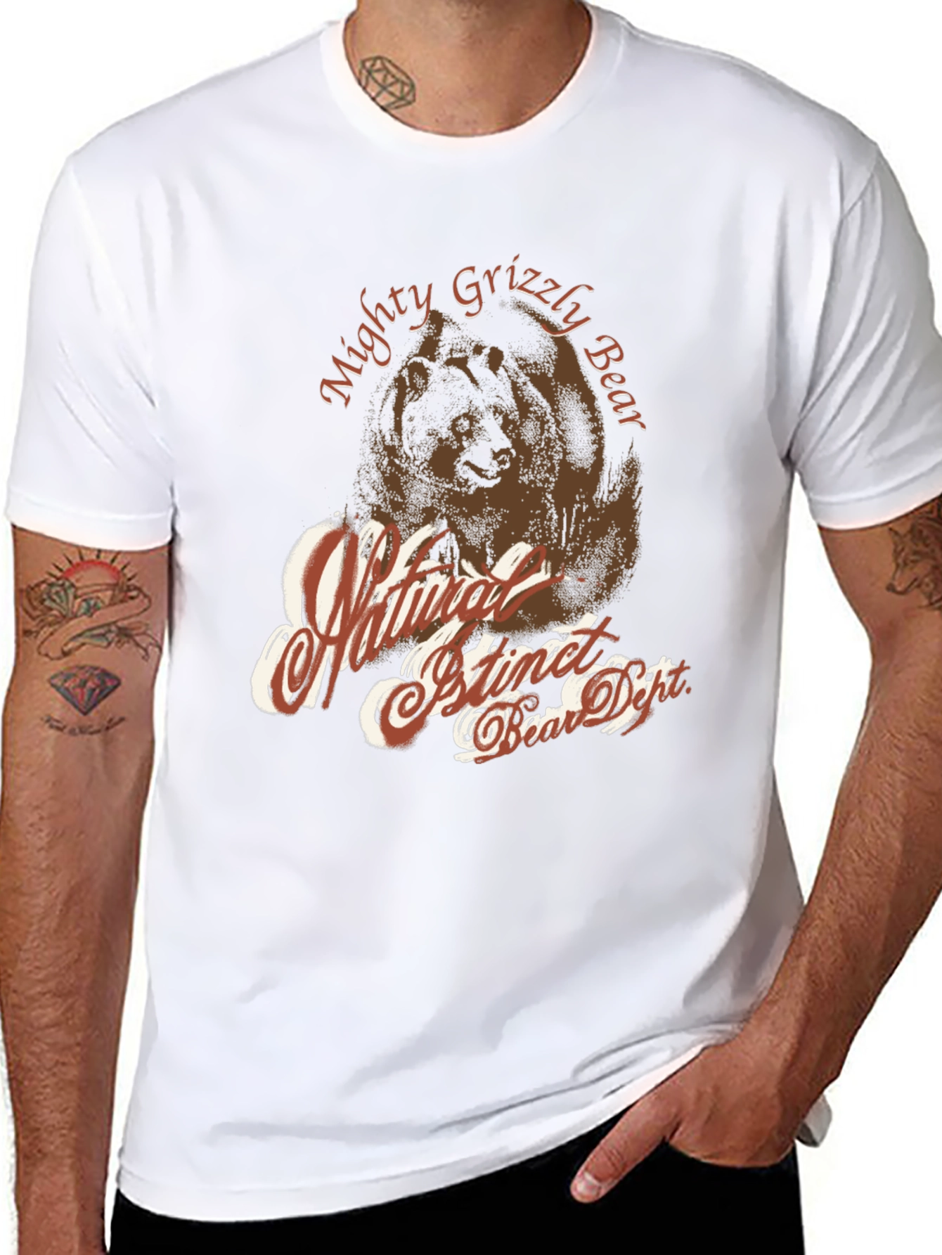 Mighty Grizzly Bear Graphic Print T-Shirt