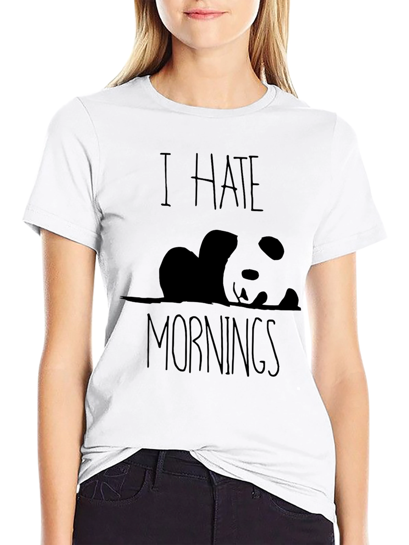 I Hate Mornings Panda Graphic Tee - Black
