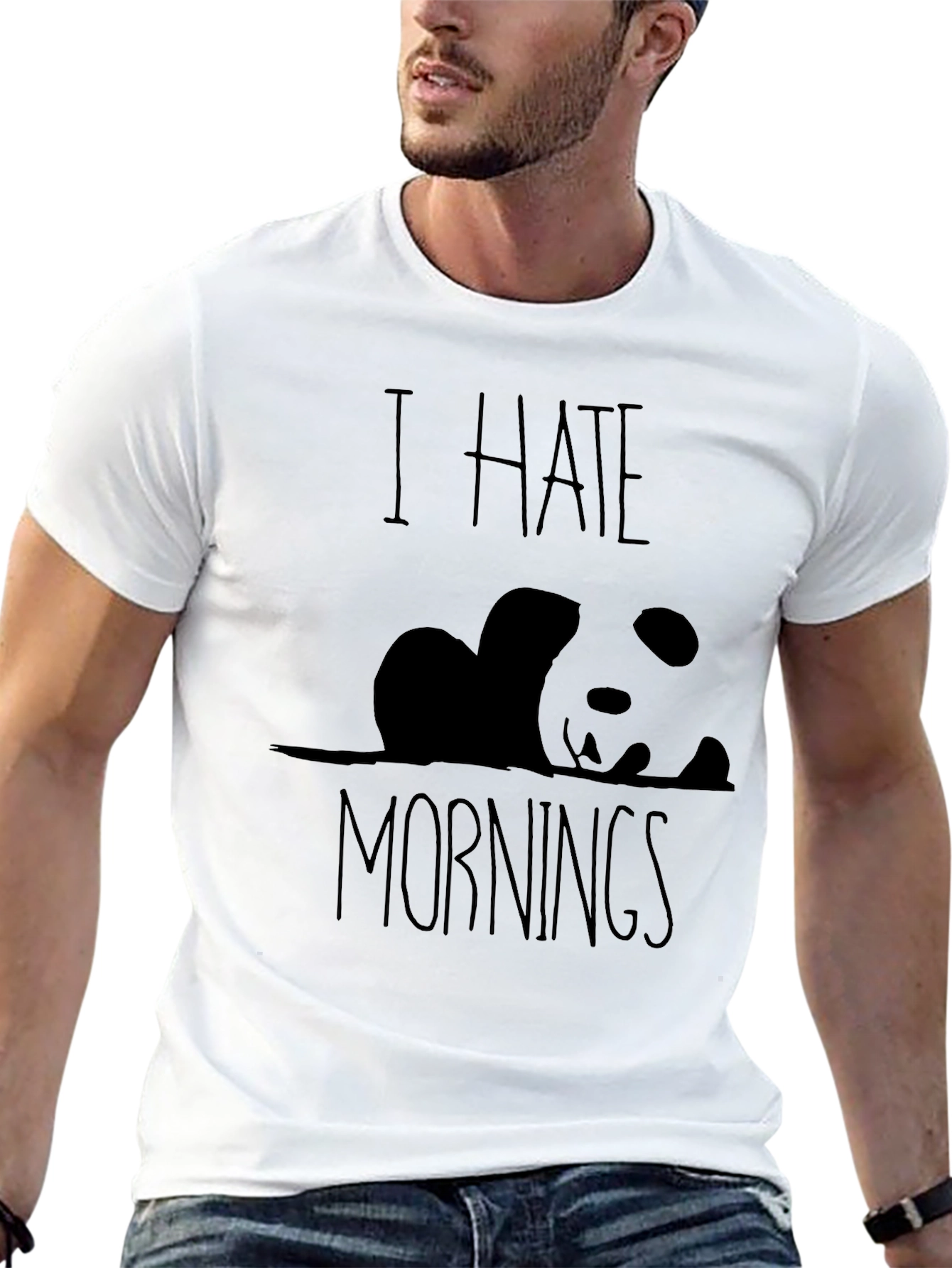 I Hate Mornings Panda Graphic Tee - Black