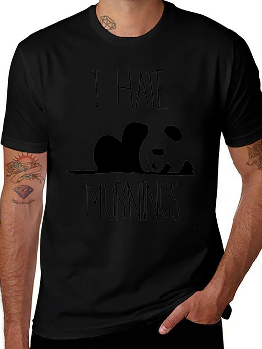 I Hate Mornings Panda Graphic Tee - Black