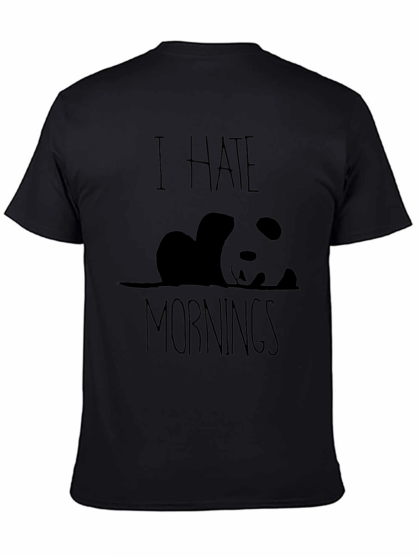 I Hate Mornings Panda Graphic Tee - Black