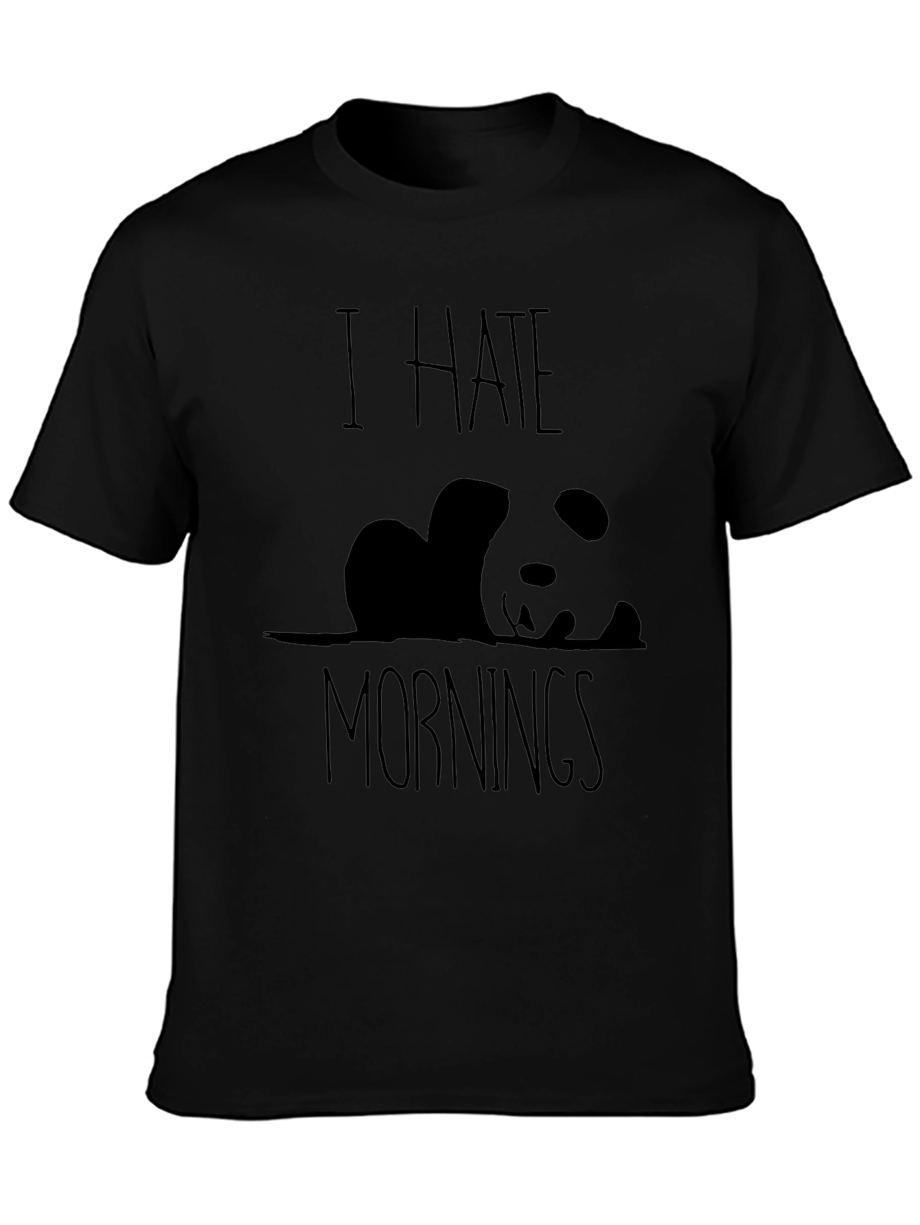I Hate Mornings Panda Graphic Tee - Black