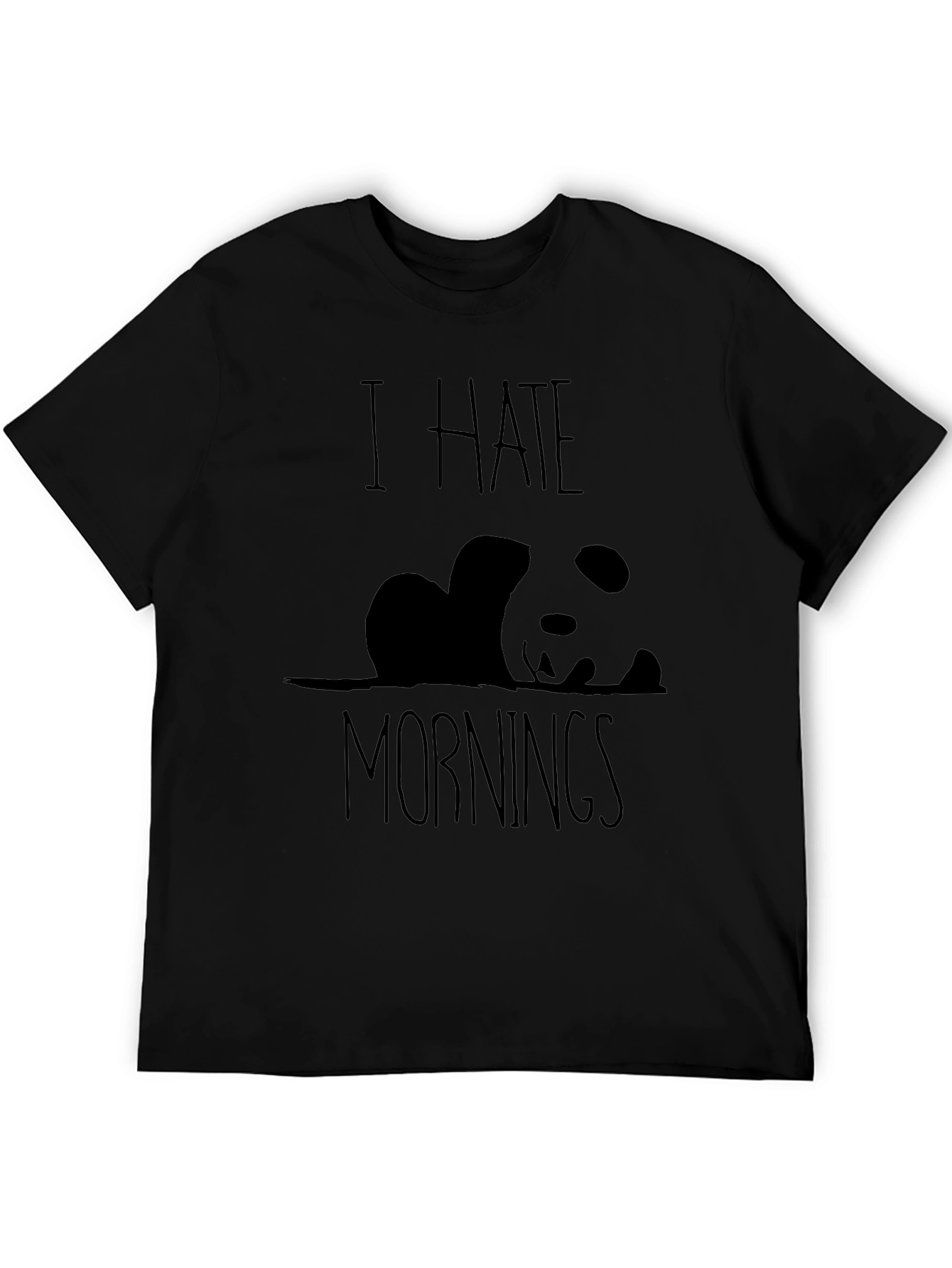 I Hate Mornings Panda Graphic Tee - Black