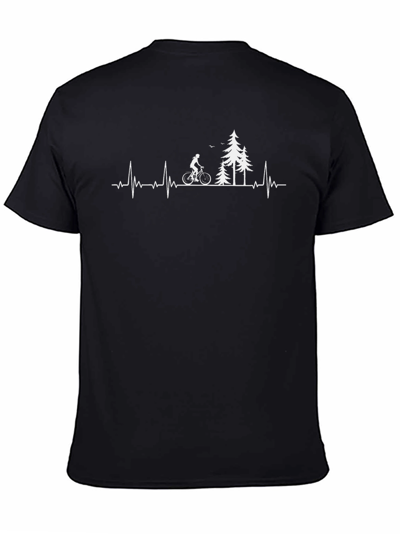 Cycling Heartbeat T-Shirt - Black Cotton Tee