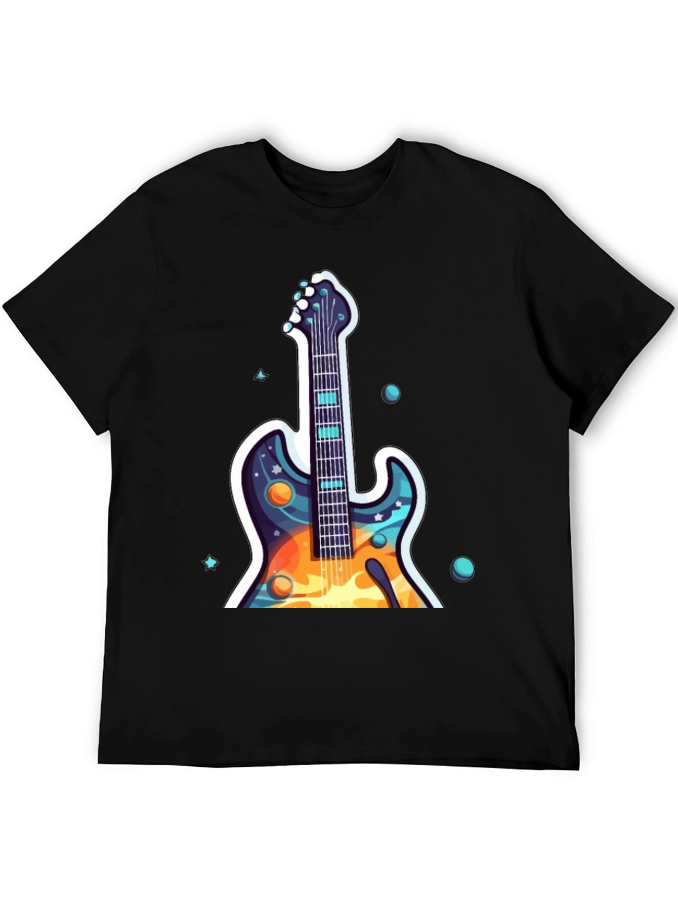 Cosmic Guitar Graphic Tee - Black Cotton Comfort
