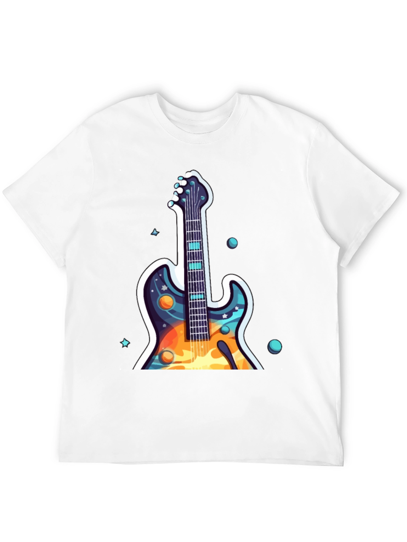 Cosmic Guitar Graphic Tee - Black Cotton Comfort