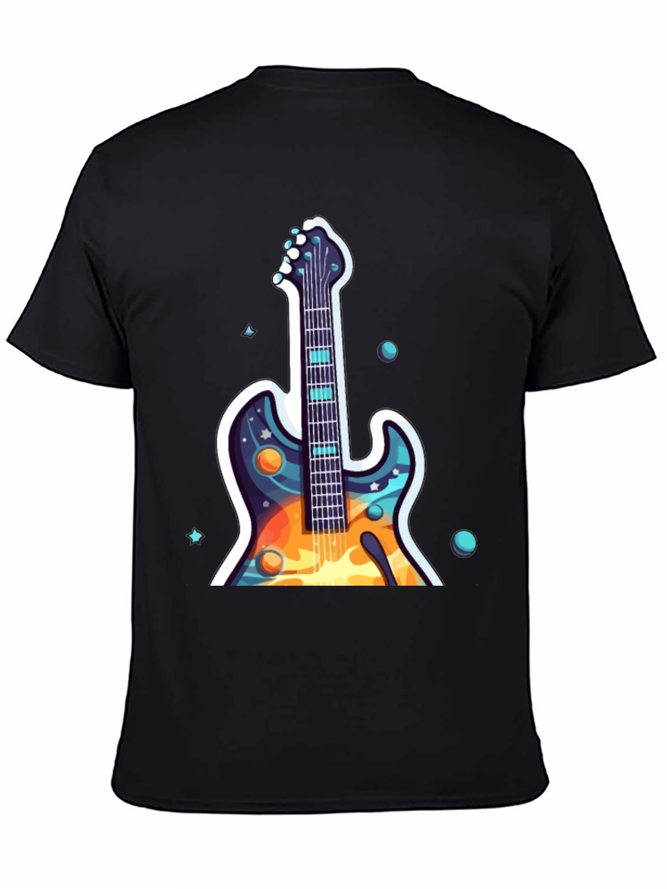 Cosmic Guitar Graphic Tee - Black Cotton Comfort