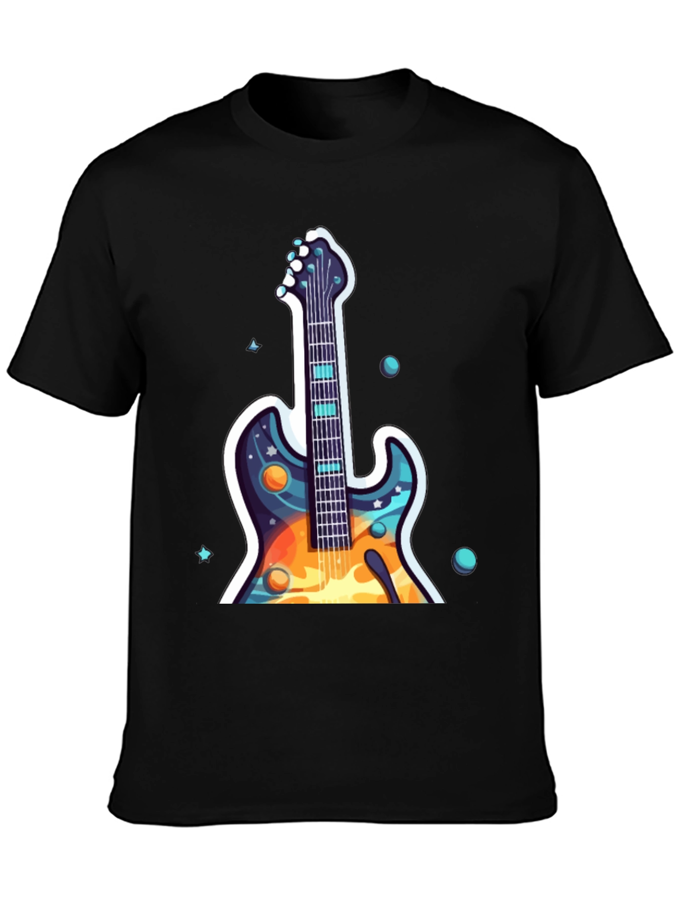 Cosmic Guitar Graphic Tee - Black Cotton Comfort