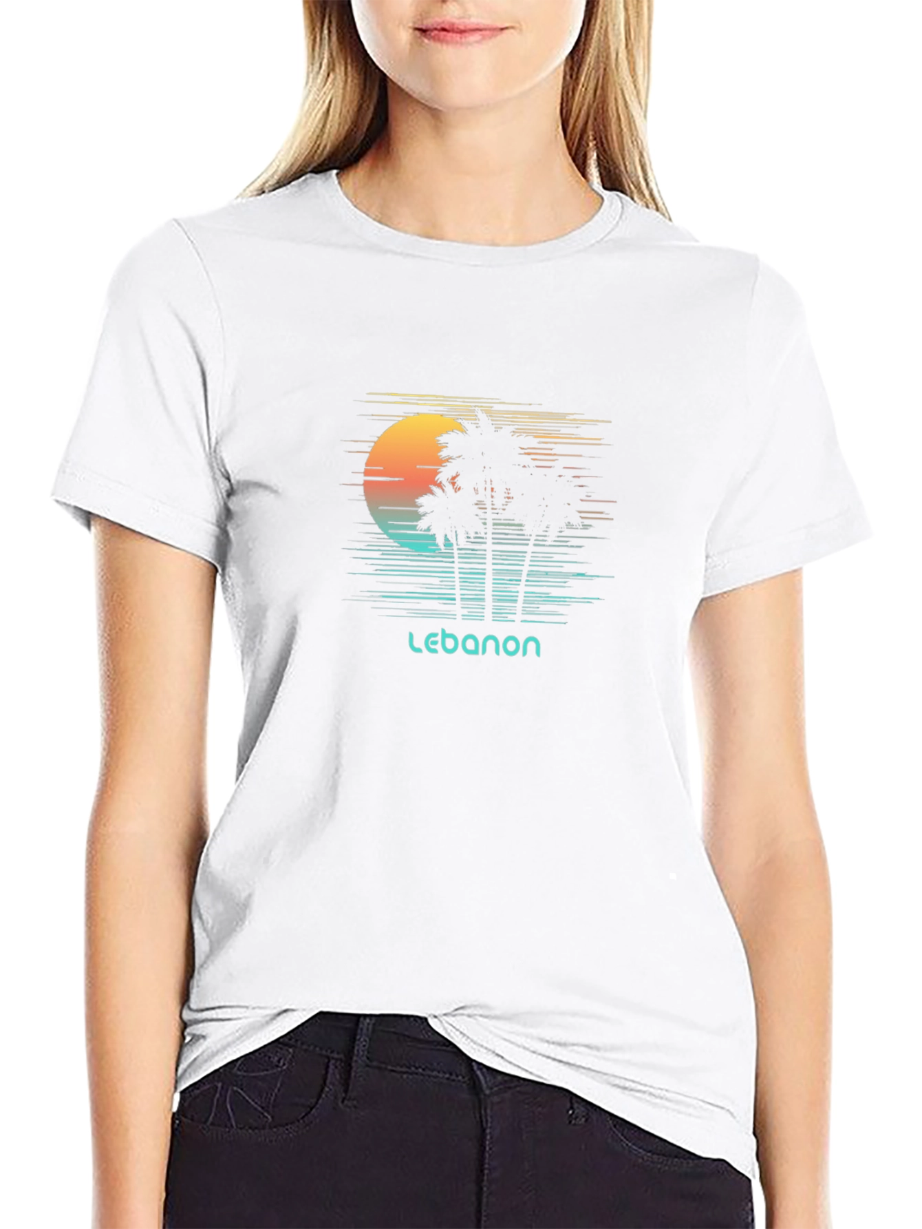 Lebanon Palm Tree Sunset Graphic T-Shirt