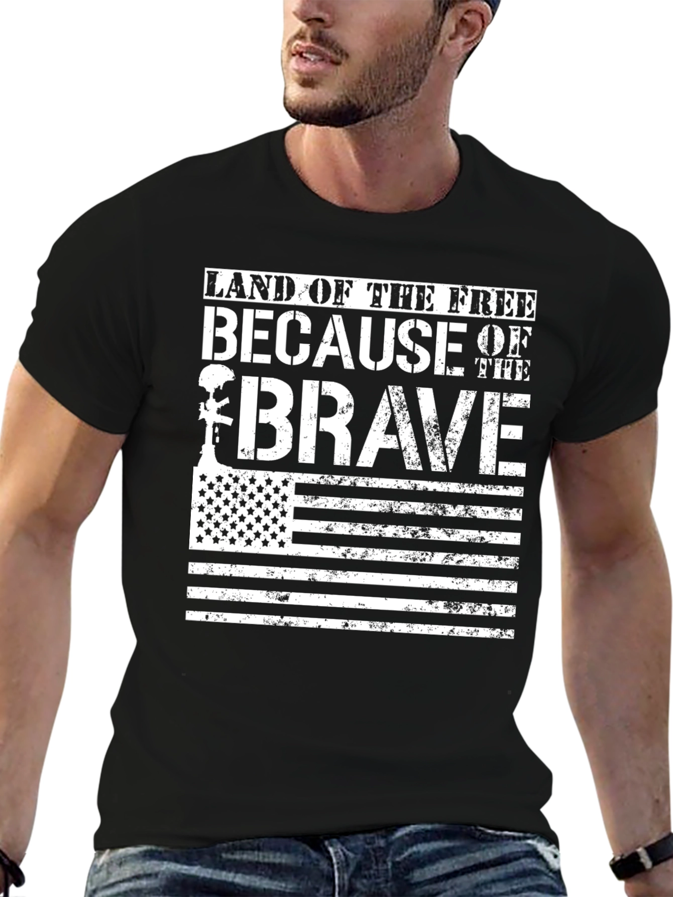 Land of the Free Brave T-Shirt USA Flag
