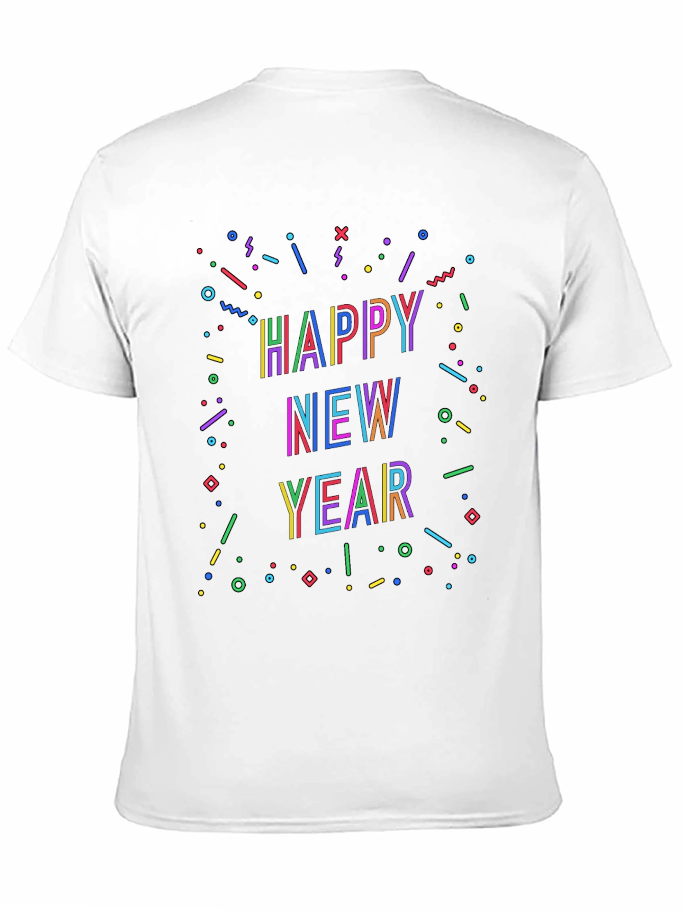 Festive Happy New Year Graphic Black T-Shirt