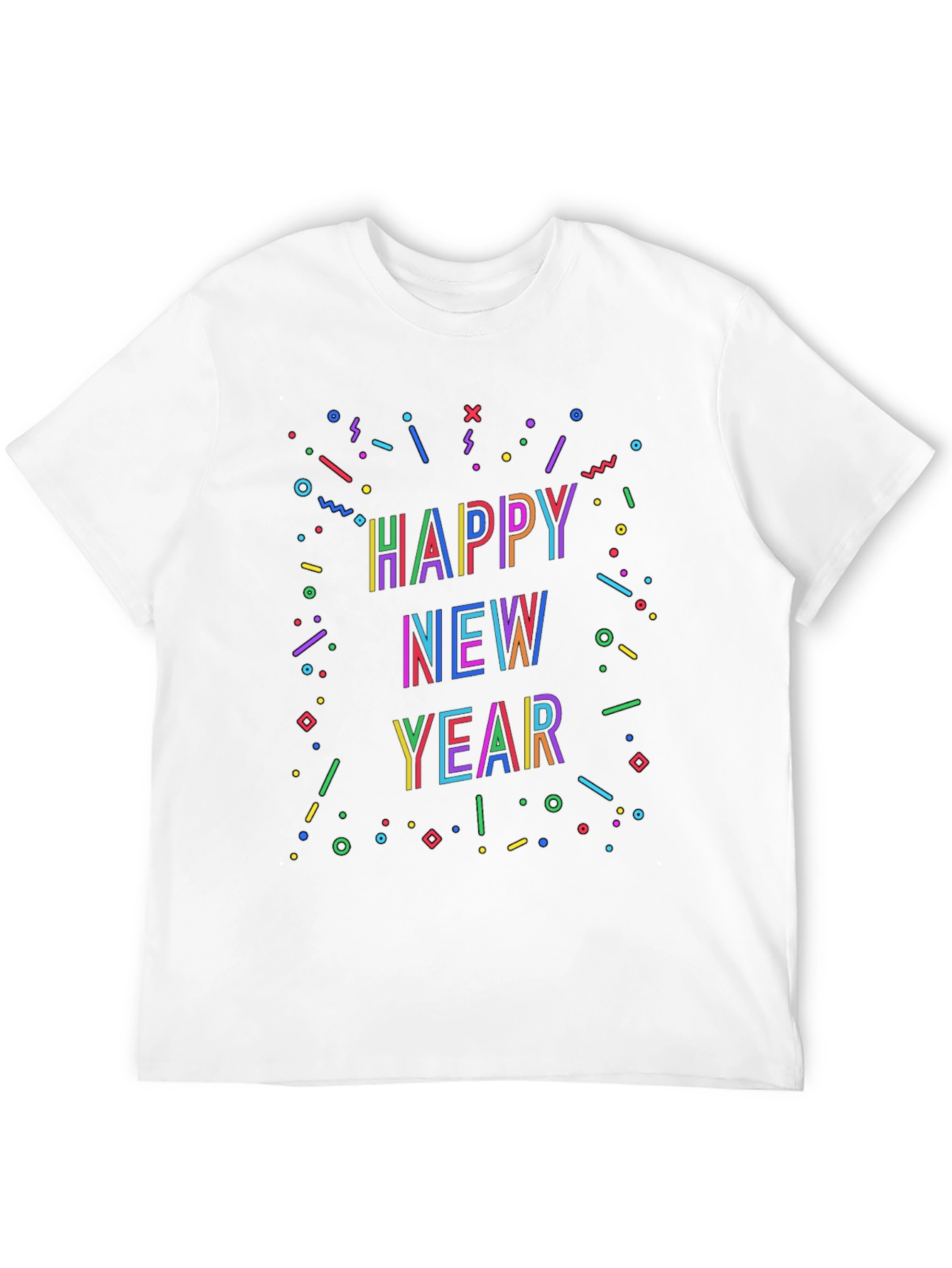 Festive Happy New Year Graphic Black T-Shirt