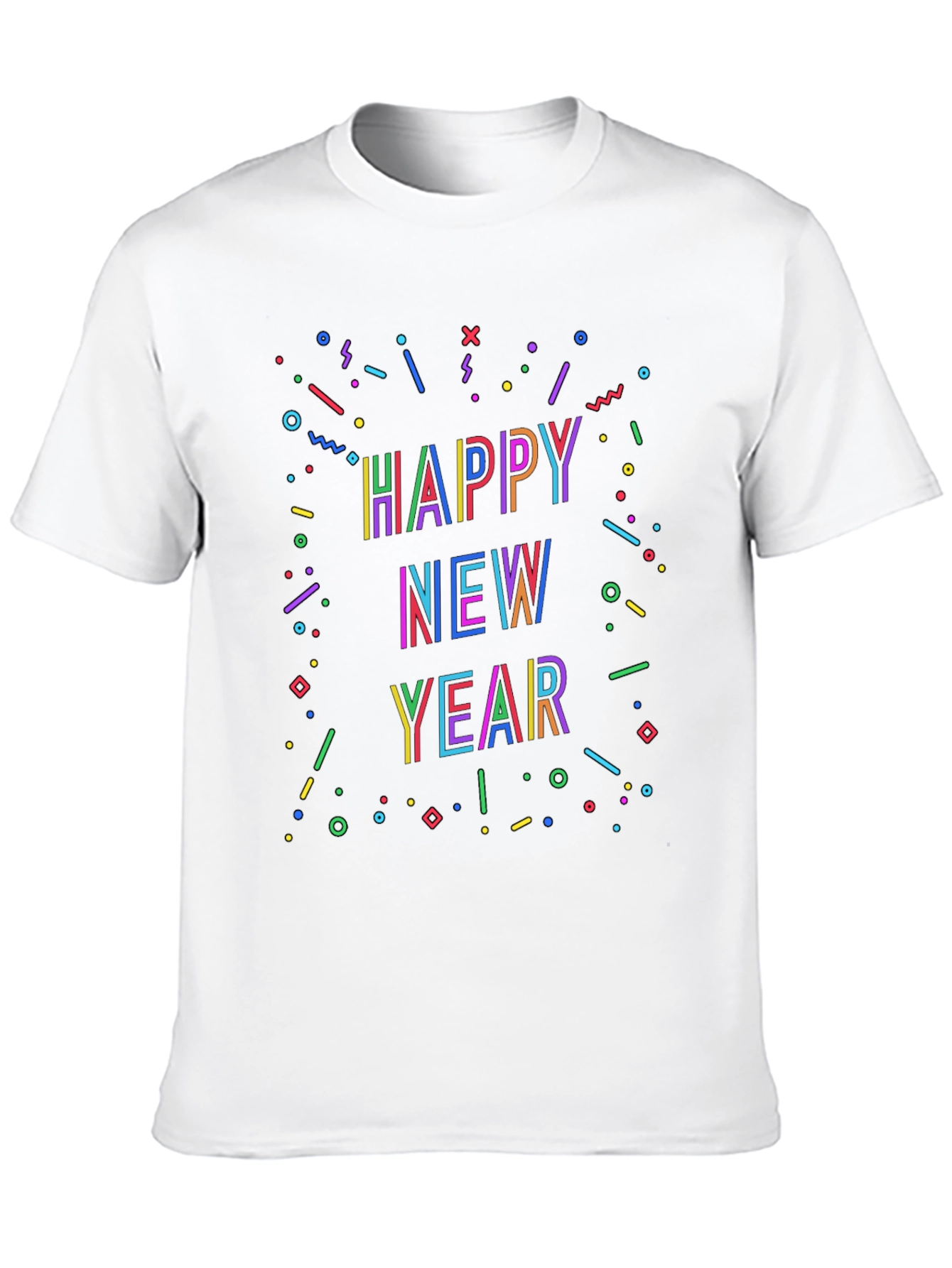Festive Happy New Year Graphic Black T-Shirt