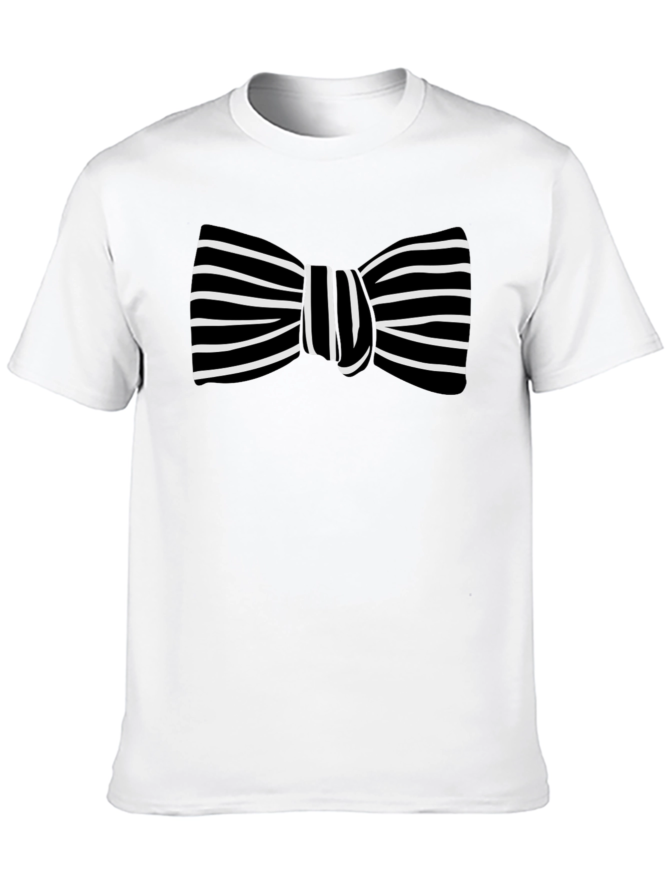Striped Bow Tie Graphic Black T-Shirt