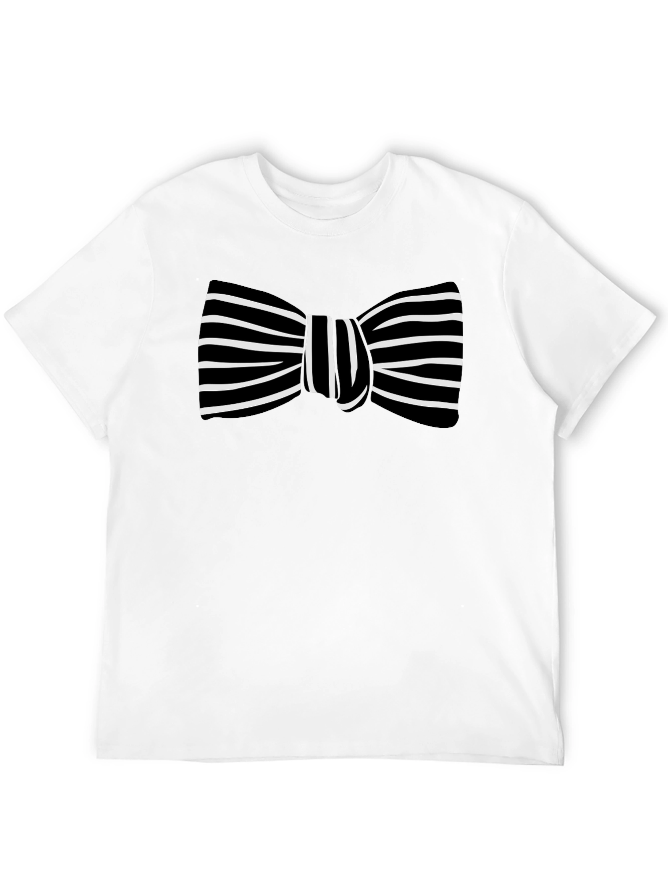 Striped Bow Tie Graphic Black T-Shirt