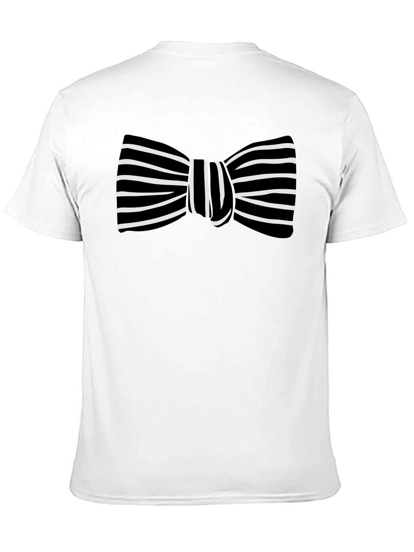 Striped Bow Tie Graphic Black T-Shirt