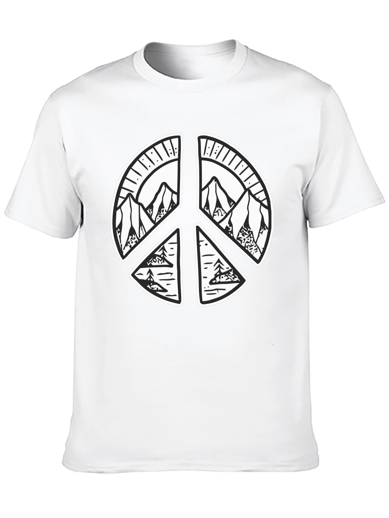 Peace Sign Mountain Graphic Tee - Black