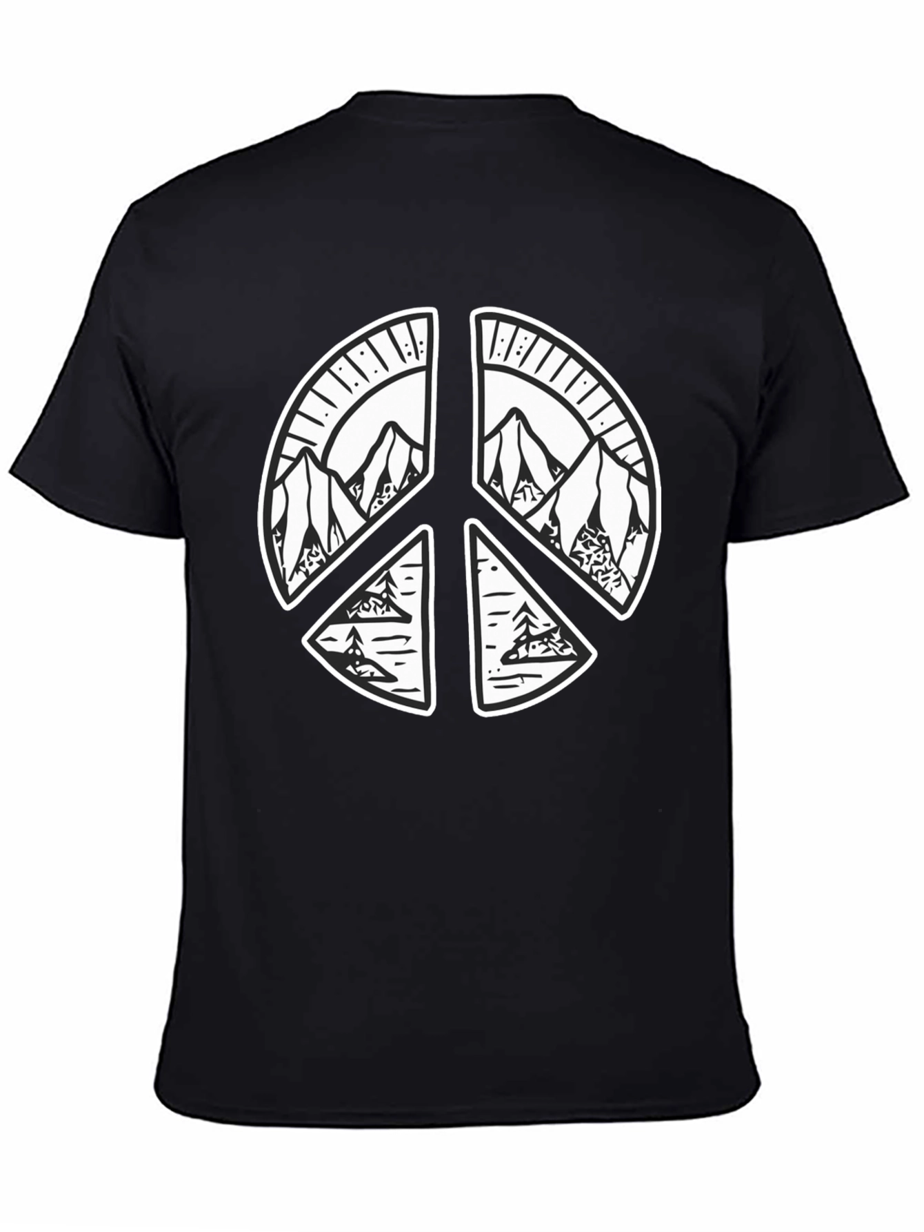 Peace Sign Mountain Graphic Tee - Black