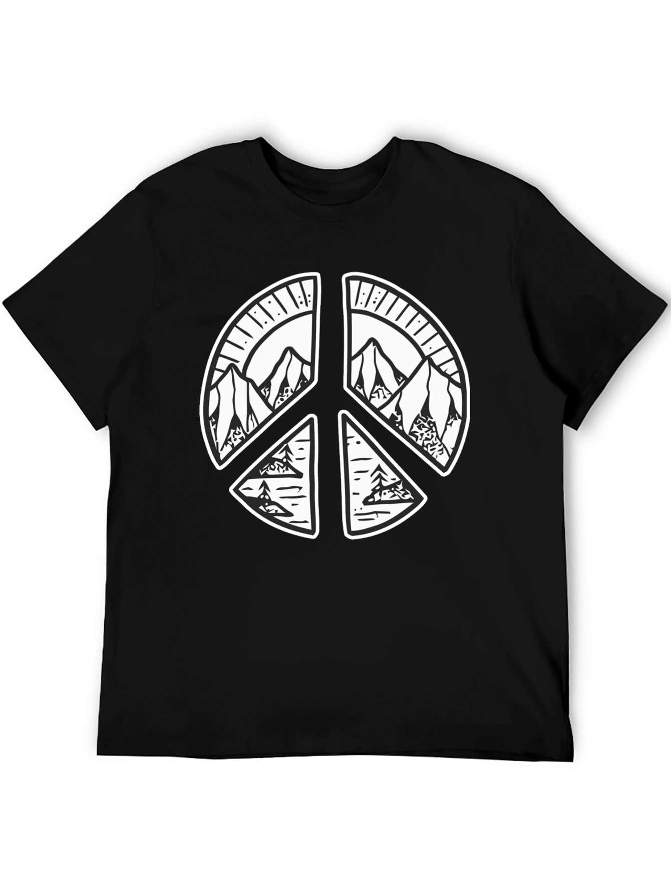 Peace Sign Mountain Graphic Tee - Black