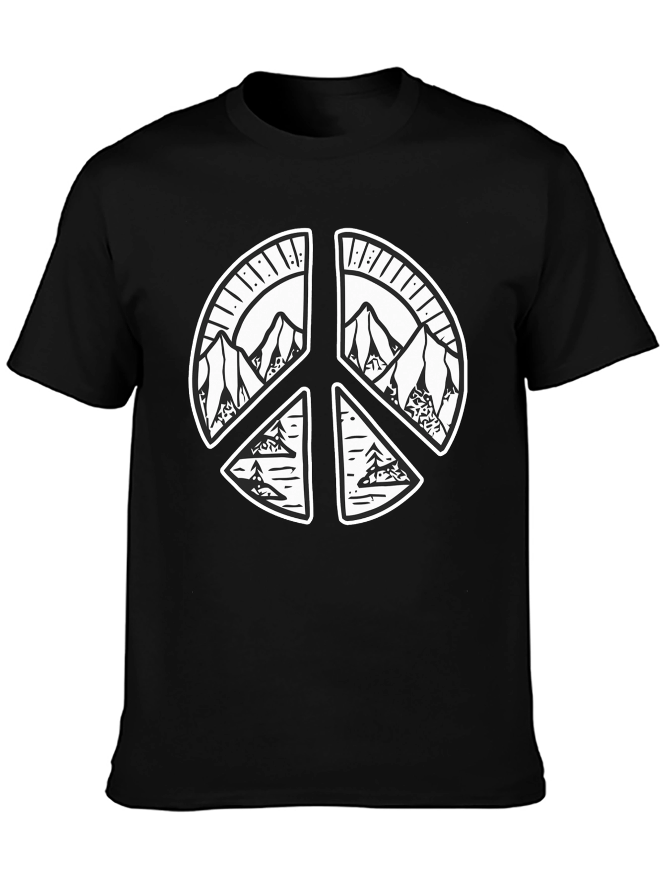 Peace Sign Mountain Graphic Tee - Black