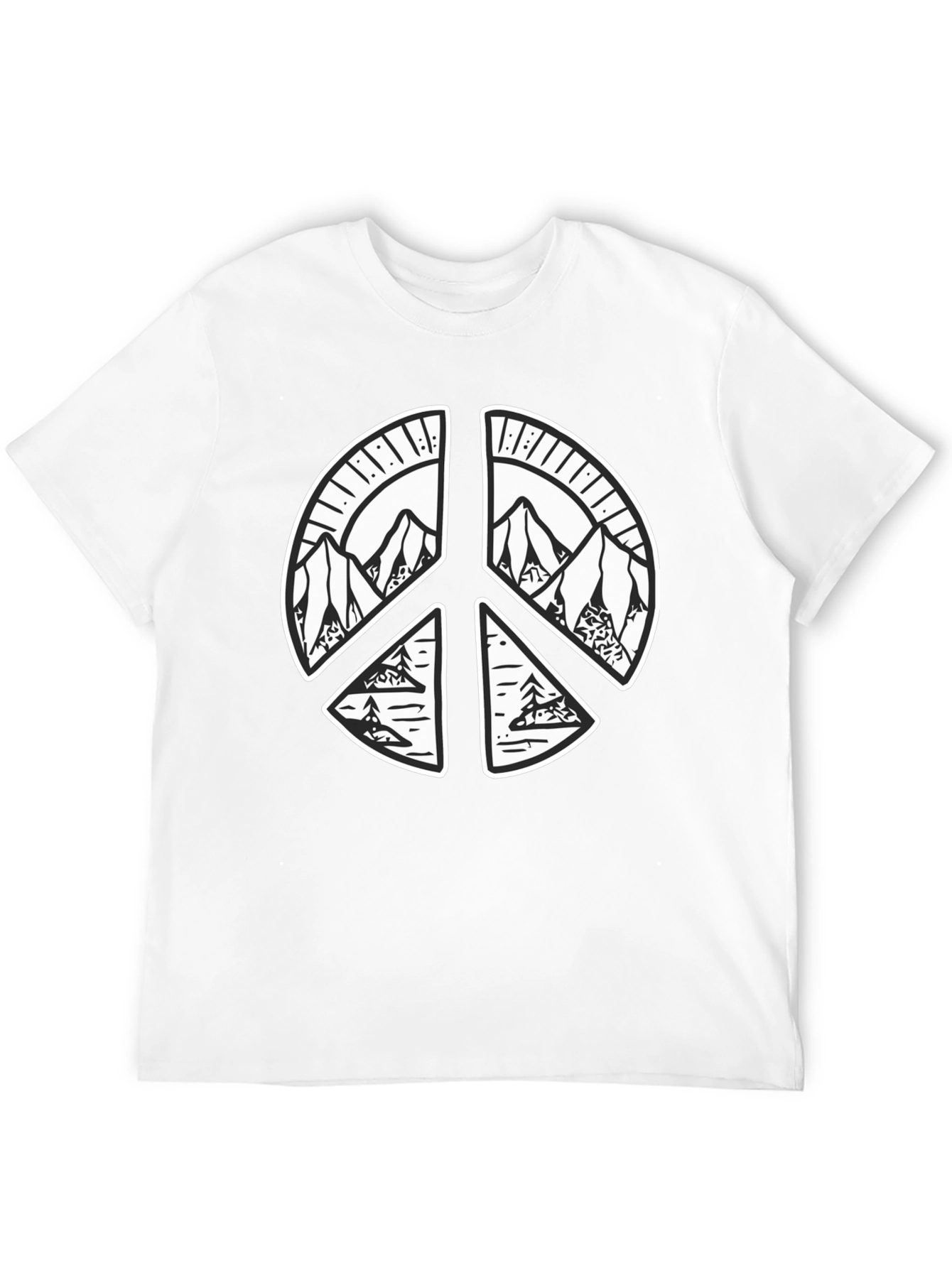Peace Sign Mountain Graphic Tee - Black